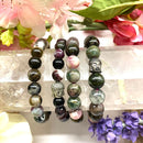 Watermelon Tourmaline Round Bead Bracelet (Soothes Emotions)