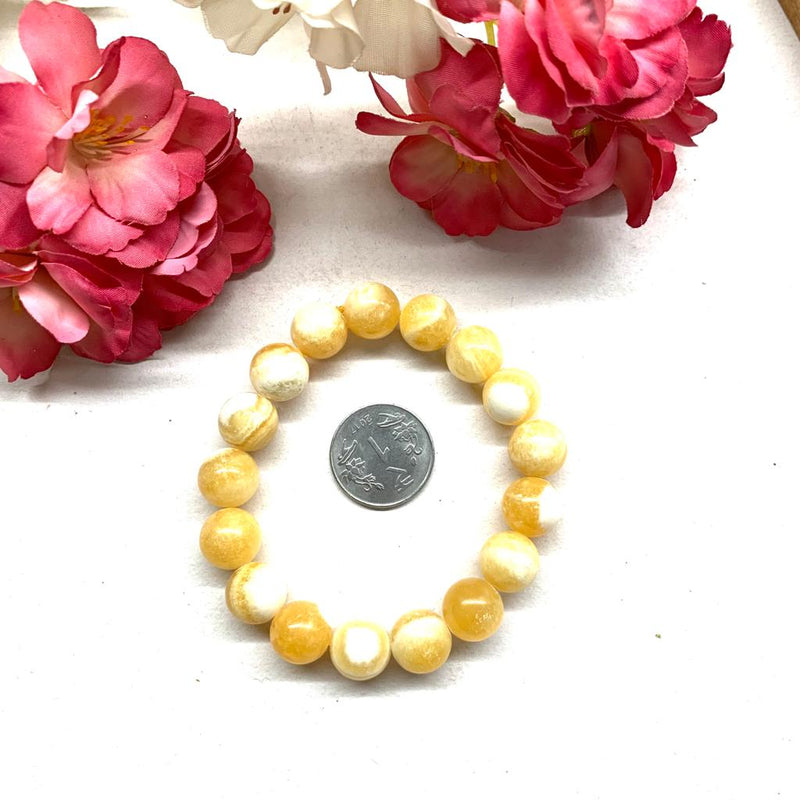 Yellow Calcite  Round Bead Bracelet (Self Confidence)