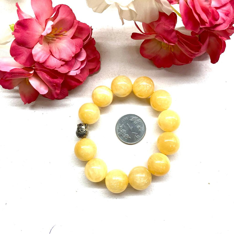 Yellow Calcite  Round Bead Bracelet (Self Confidence)